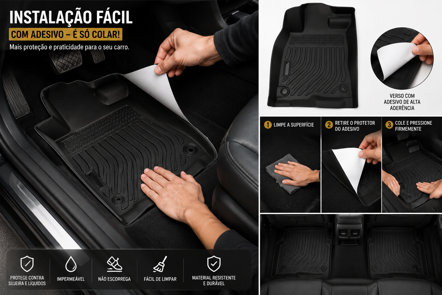 Bodenschutzfolie fürs Auto, selbstklebend, schwarz, zuschneidbar, Ansicht 4